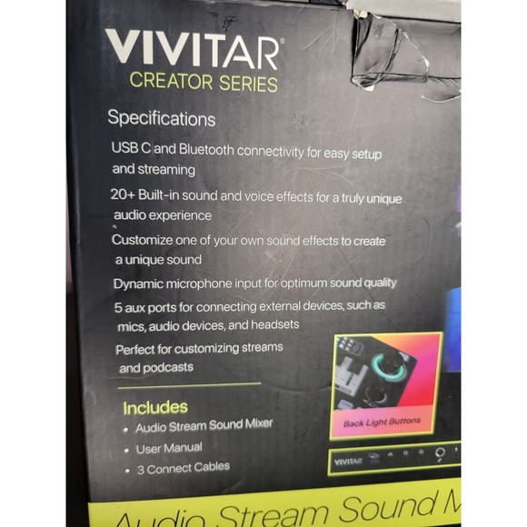 Vivitar Creator Series Audio Stream Sound Mixer USB-C Bluetooth Voice Effects - Picture 5 of 6